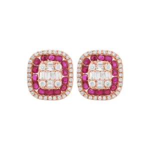 14K GOLD DIAMOND AND RUBY JAYDA STUDS