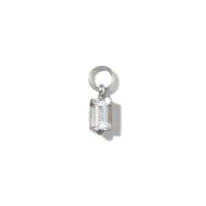 Baguette Charm, White Topaz, Silver