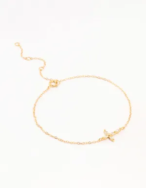Gold Plated Sterling Silver Marquise Cross Bracelet