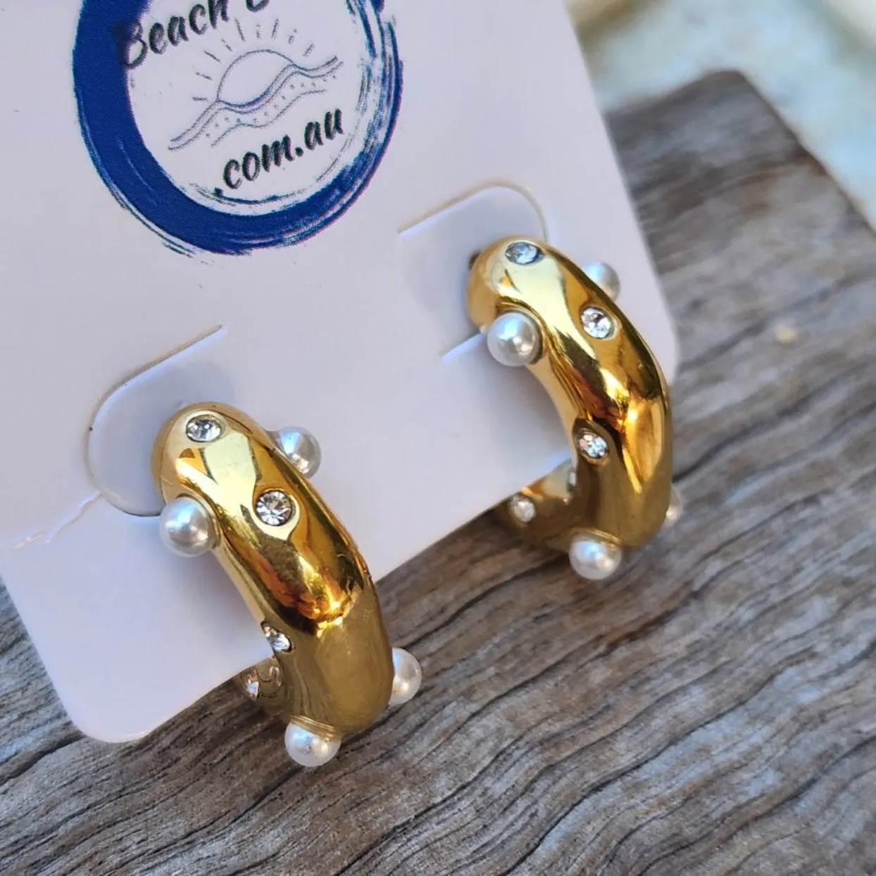 MARGALA - PEARL & CUBIC ZIRCONIA WATERPROOF 18K GOLD EARRINGS