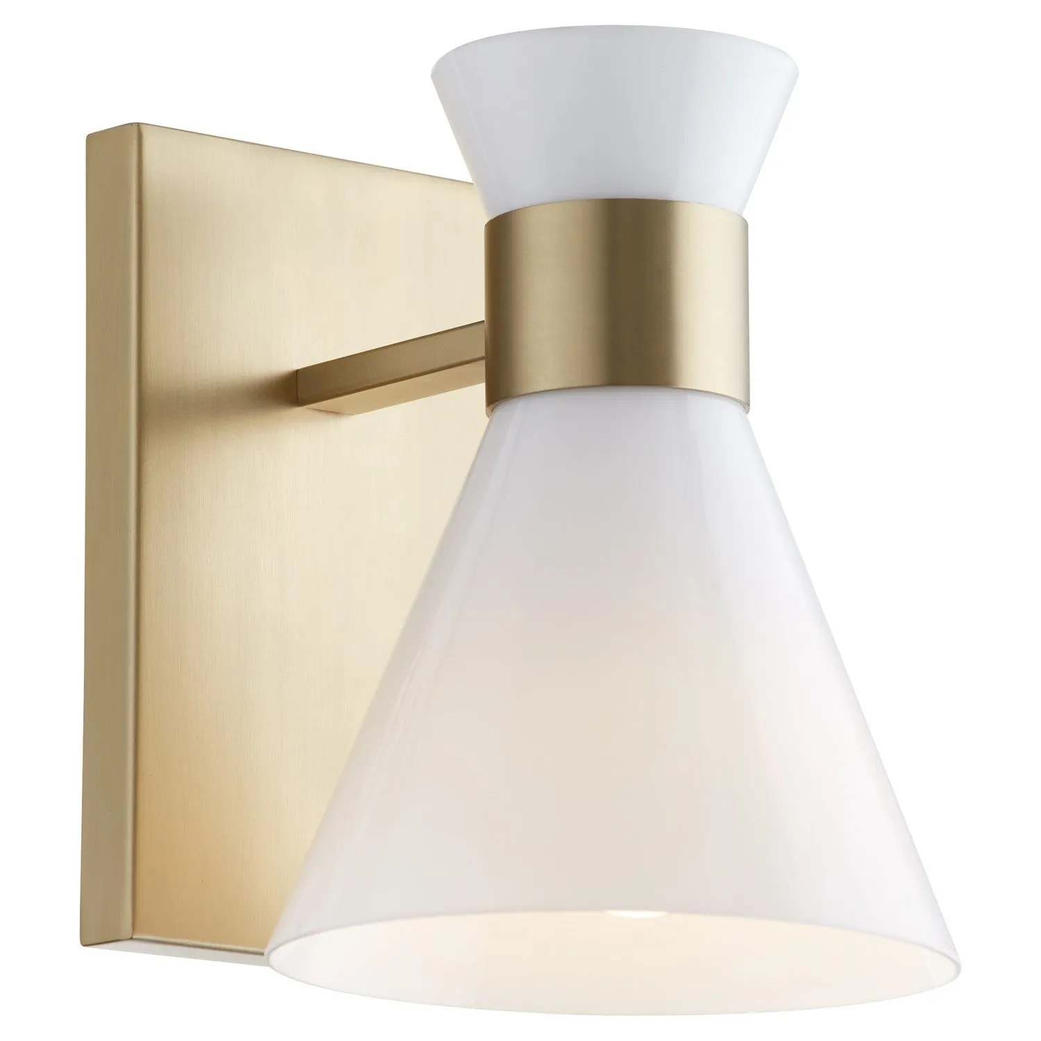Quorum Beldar 5119-1-80 Wall Mount - Aged Brass W/ Gloss Opal