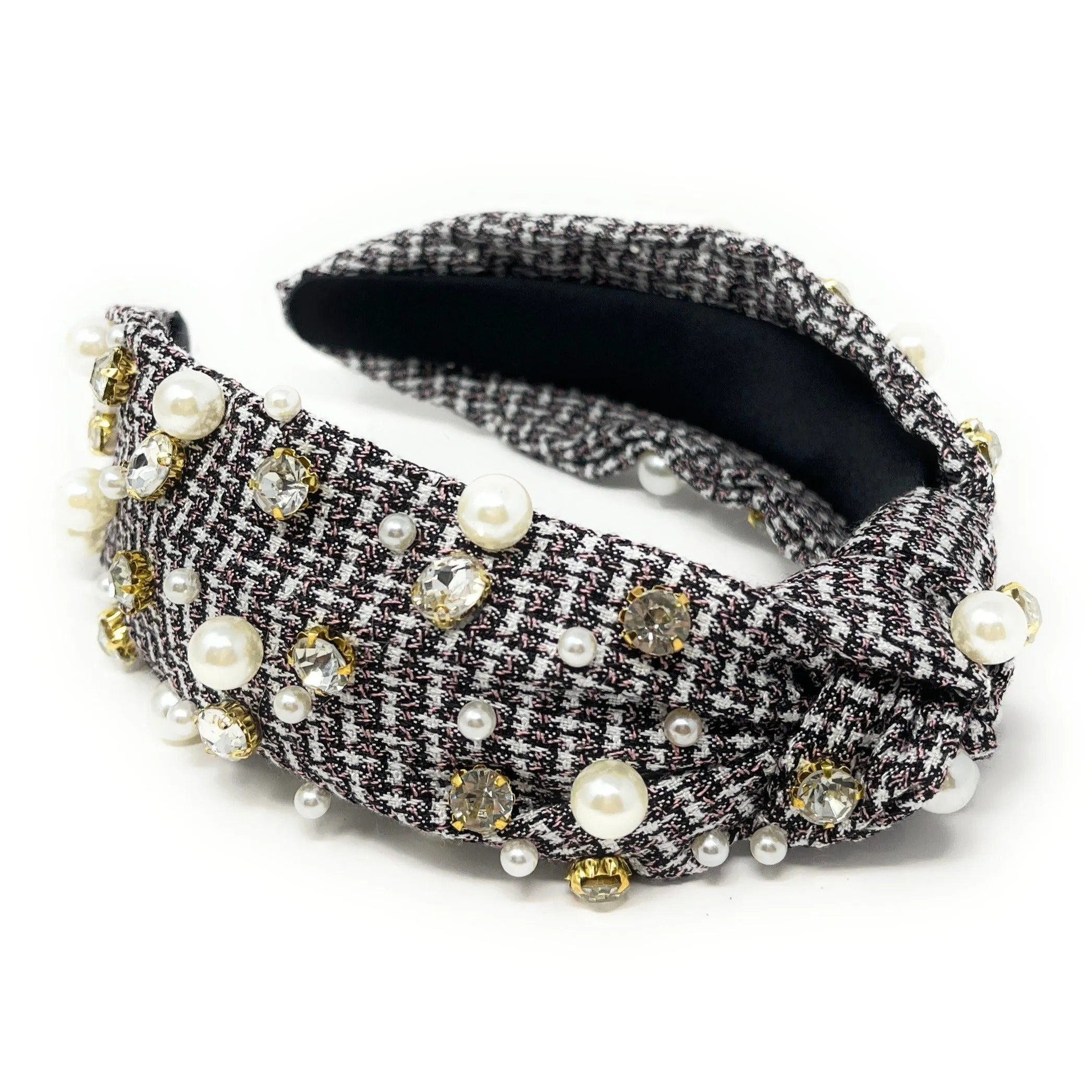 Sarah Plaid Jeweled Knot Headband